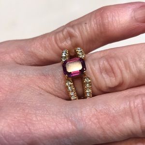 Faux Amethyst/Diamond/Gold Ring Sz 7